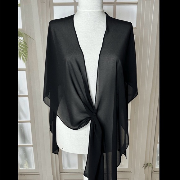 LAVABLEA LA Tops - Elegant Black Sheer Women's Wrap Top